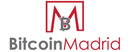 Bitcoin Madrid Logotipo para artículos de compañías financieras y productos