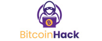 Bitcoin Hack Logotipo para artículos de compañías financieras y productos