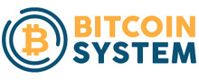 Bitcoin System Logotipo para artículos de compañías financieras y productos