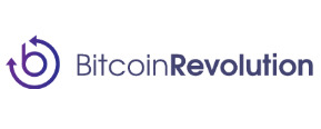 Bitcoin Revolution Logotipo para artículos de compañías financieras y productos